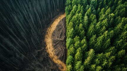 Sticker - Winding Forest Path Surrounded by Lush Green Trees