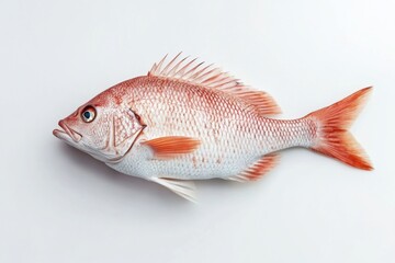 Vibrant Red Snapper Isolated on Crisp White Backdrop