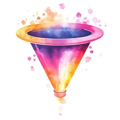 Poster - Abstract Watercolor Funnel with Splashes.