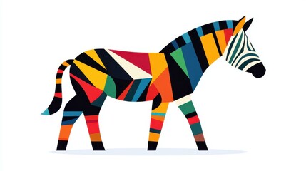 Canvas Print - Vivid cartoon zebra art showcases bold stripes and playful charm, capturing its unique personality in bright colors.