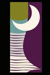 Wall Mural - Abstract Crescent Moon and Stripes Design