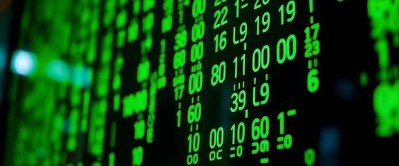 a background filled with flowing binary code in shades of green binary codes are falling.