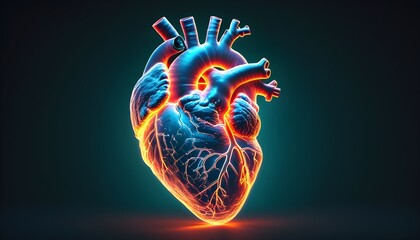 Glowing Connections of a Digital Human Heart Symbolizing Health, Technology, and Medical Innovation