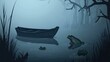 © Viktoriia - Frog in a Misty Pond with a Boat