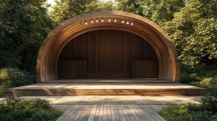 Wall Mural - an outdoor concert stage made of wood, designed with excellent acoustics and a backdrop that blends 