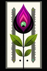 Wall Mural - Abstract Flower with Geometric Design