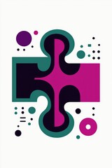 Poster - Abstract Puzzle Piece Design with Geometric Shapes and Dots