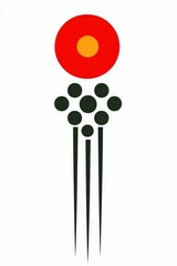 Poster - Abstract Design with Red Circle, Black Dots, and Lines