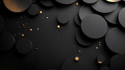 Sticker - Abstract Black and Gold Circles Background