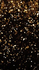 Wall Mural - looping animated christmas background of golden light particles falling on black background in verti
