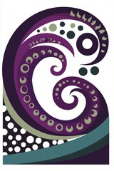 Wall Mural - Abstract Purple Swirl with Dots and Stripes