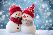 Christmas Snowman Couple Free Stock Photo - Public Domain Pictures