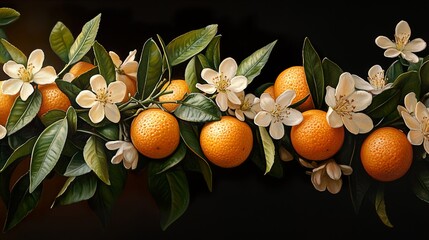 Sticker - Orange Tree Blossoms: A Still Life of Fresh Citrus Fruit