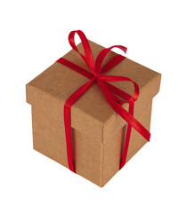 Gift box with red bow. Transparent PNG. Gift, present and christmas concept