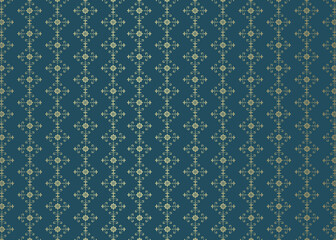 Wall Mural - Turquoise background with a beautiful golden floral pattern.