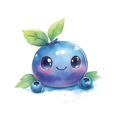 Poster - Cute Cartoon Blueberry with Big Eyes and a Smile.