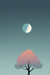 Wall Mural - moon and tree silhouette