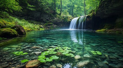 Wall Mural - Crystal-clear spring in a forest