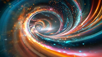 Wall Mural - Swirling blue and orange lights create a mesmerizing tunnel effect, making you feel like traveling through time and space