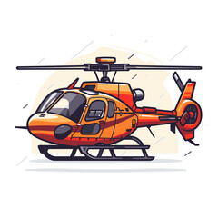 Wall Mural - Helicopter vector illustration in flat cartoon style. Helicopter rescue service.