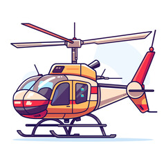 Wall Mural - Helicopter vector illustration in flat cartoon style. Helicopter rescue service.