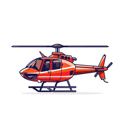 Wall Mural - Helicopter vector illustration in flat cartoon style. Helicopter rescue service.