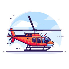 Wall Mural - Helicopter vector illustration in flat cartoon style. Helicopter rescue service.