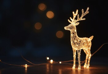 Poster - Illuminated Wire Reindeer with Bokeh Lights