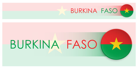 Wall Mural - Burkina Faso flag horizontal web banner in modern neomorphism style. Webpage Burkina Faso country header button for mobile application or internet site. Vector