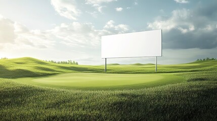 Poster - Golf course billboard mockup, ideal for golf equipment and tournament advertising 