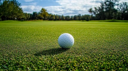 Wall Mural - golf ball sitting on the country club golf course fairway 