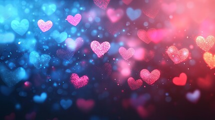 Wall Mural - Light neon lighting bokeh valentine background