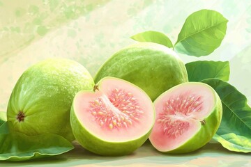 Vibrant tropical fruit bunch with light green and pink skin, healthy and ripe with juicy pulp.