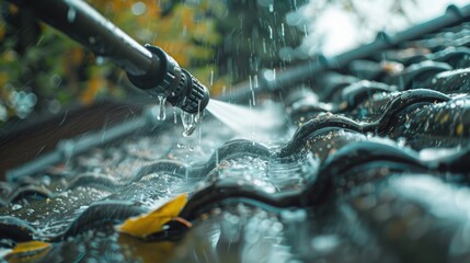 Water pouring from a pipe onto flooded street