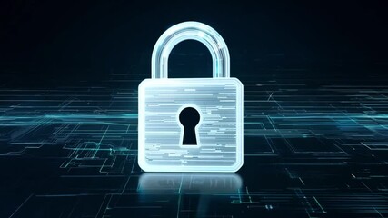 Poster - A digital padlock is displayed against a high-tech background of interconnected lines, symbolizing advanced cybersecurity measures and data protection concepts.