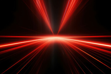 Wall Mural - red light speed: an abstract, futuristic image of red light streaks against a black background, evok
