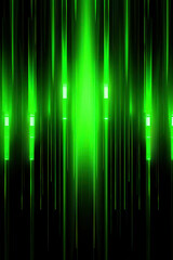 Wall Mural - emerald data stream: a vibrant symphony of glowing green lines races through a dark digital void, ev