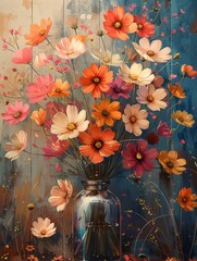 Wall Mural - A bunch of flowers, color field, made of flowers