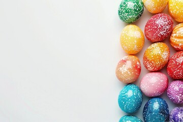 Easter Egg Graphic. Colourful Easter Eggs Arrangement on White Background with Copy Space