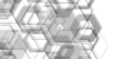 Wall Mural - Abstract background with hexagon, modern abstract vector polygonal pattern.  Luxury white, gray pattern with hexagons. Abstract minimal geometric white, gray light background design. 