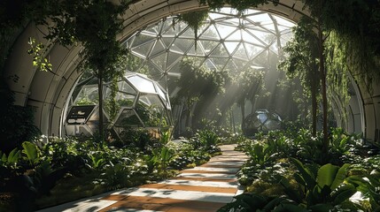 Wall Mural - Lush Greenery Inside a Futuristic Biodome