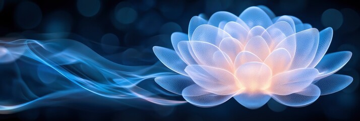 bright shiny transparent flower with dark bokeh background