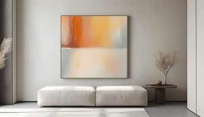 Wall Mural - Gentle pastel abstract art gracing a minimalist wall with tranquil hues and a serene ambiance