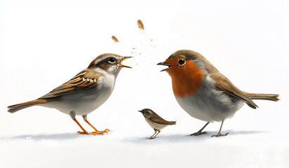 Wall Mural - two robin