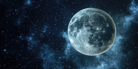 Wall Mural - A large moon is in the sky with many stars surrounding it