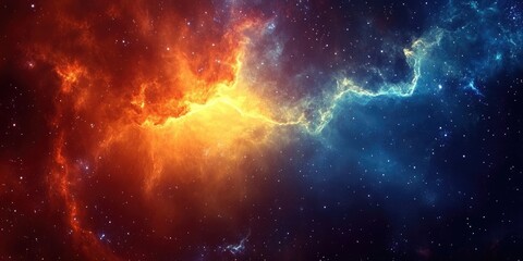 Wall Mural - A colorful galaxy with a red and yellow star in the middle