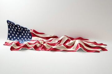 American flag on white background with copy space