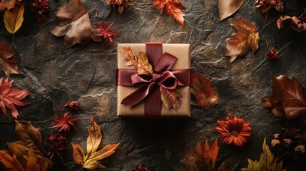 Wall Mural - Autumn Gift Wrapped in Leaves and Flowers