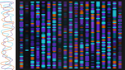 Wall Mural - dna sequence map vector bg. genetic data visualization with chart for medical pattern analysis. scie