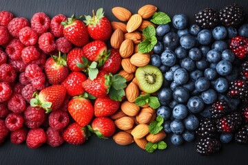 Sticker - vibrant berries and nuts displayed elegantly, keto-friendly snack inspiration design